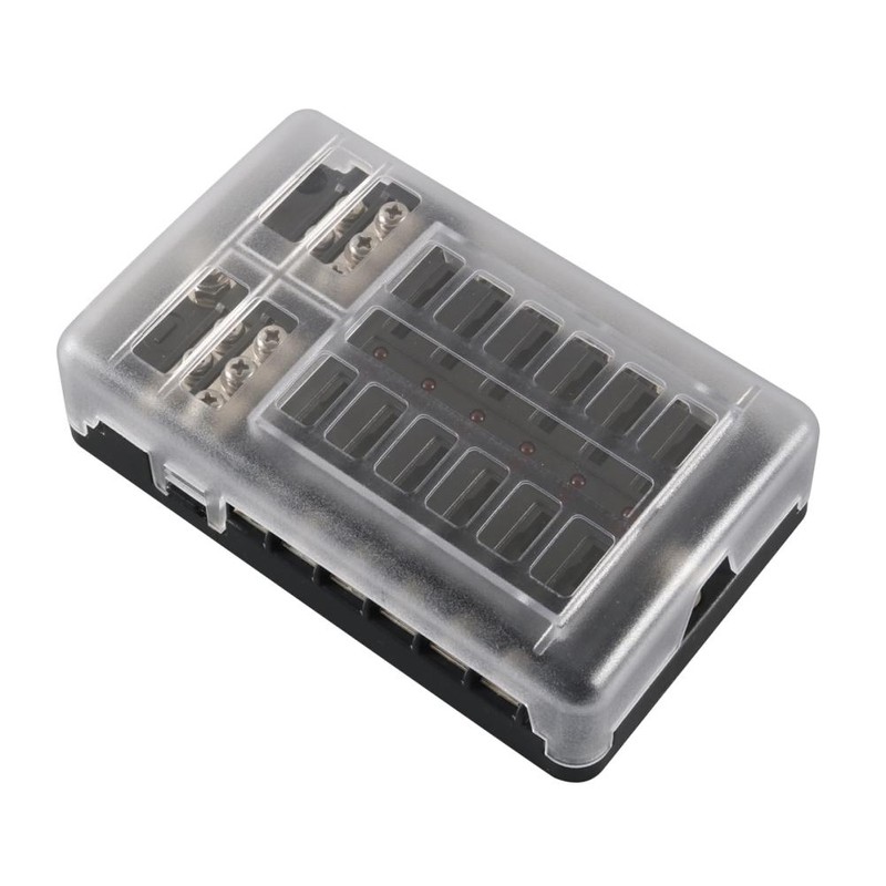 12 Way Fuse Box with Negative Terminals and Fuse Wire