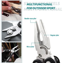 12-in-1 Multi Tool Pliers UK Legal, Foldable Pliers, Camping Pocket Multitools for Men, Multi-Purpose Tool with Screwdriver Set, Stainless Steel Multi-tools with Nylon Pouch for Outdoor Activities