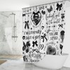 Mocsicka Black Bow Shower Curtain Y2K Bathroom Decor Modern Juicy