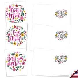 The Best Card Company 20 Assorted Mother's Day Notecards Boxed Set 4 x 5.12 Inch with Envelopes (10 Designs, 2 Each) Mom Love AM10980MDG-B2x10