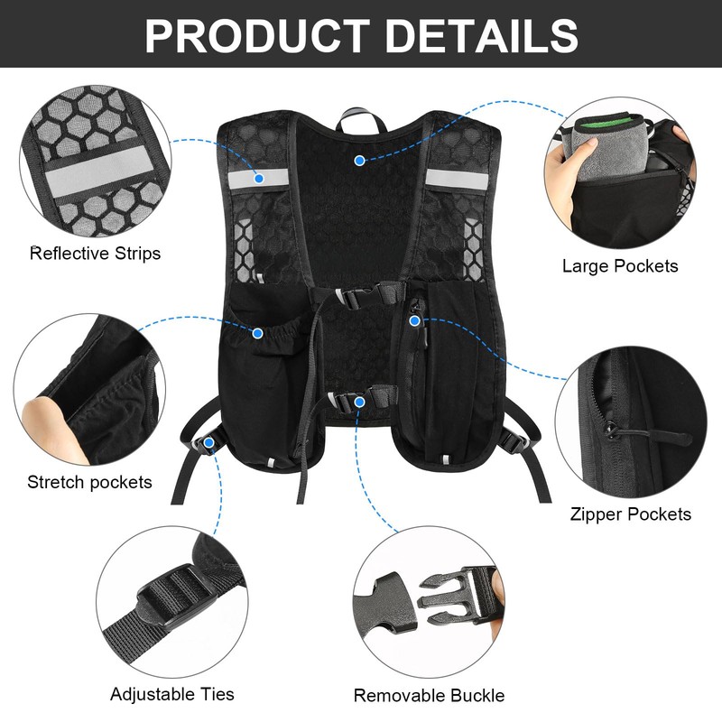Running Vest for Men and Women, Breathable & Reflective Hydration