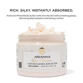 Arianna Skincare Ultra Rich Mineral Body Butter Dead Sea Body Butter For Dry Skin Repair Rich Vegan Hydrating Moisturizer (Milk & Honey)