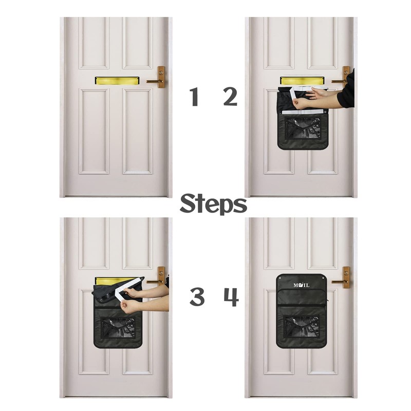 Annmore Mail Slot Catcher for Door, Mail Holder Indoor, Black