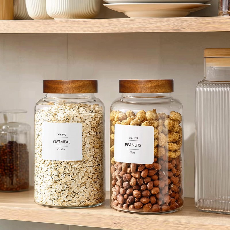 KEYWING 88oz Large Glass Jars with Airtight Acacia Wood Lids,