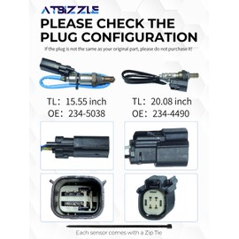 ATBIZZLE Air Fuel Ratio O2 Oxygen Sensor 234-5038 234-4490 Upstream & Downstream Fit for Ford Escape Explorer Fusion F-150 Mustang Edge Flex Taurus, Lincoln MKS MKT MKZ MKX 2011 2012 2013 2014, 4Pcs