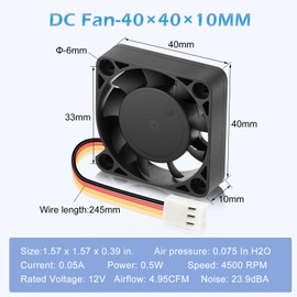 WDERAIR 40mm x 10mm 12V Slim Wing DC Brushless Cooling Fan-High Speed 3Pin for Radiator/Electronics/DIY Replacement Cooling, Small Electric Ventilation Projects-(SW40 X 2-4500RPM)