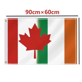 60×90 CM Canada Ireland Combo Flag,2×3 FT Canadian Irish Friendship Decor,Double Side Digital Printed 150D Polyester Banner With Canvas Header Brass Grommet