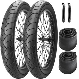 SIMEIQI 20 x 3.0 inch Fat Bike Tires or with 32mm Schrader Valve Bike Tubes Compatible with Urban Street Mountain Beach Bicycle Tire (2 Tires 2 Tubes)