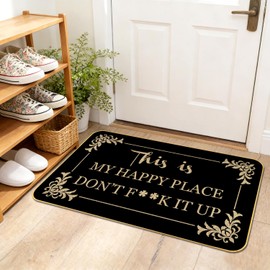 Fall Front Door Mat This is My Happy Place Don't F It Up Welcome Doormat 17''x29'' Non Slip Entryway Mats Funny Sarcastic Outdoor Rugs Farm Decor Rubber Based Doormats for Porch Patio Entrance