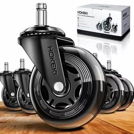 HOKEKI Office Desk Chair 5pc Heavy Duty Replacement Caster Wheels Universal Swivel -NEW