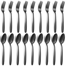 24-piece Forks and Spoons Silverware Set, Unokit Food Grade Stainless Steel Flatware Cutlery Set for Home, Kitchen and Restaurant, 12 Dinner Forks and 12 Dinner Spoons, Mirror Polished&Dishwasher Safe