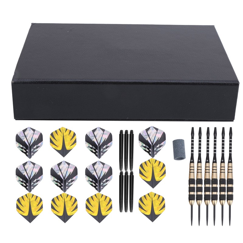 Darts Kit 12 Dart Tail Flights Shafts Black Nickel Copper
