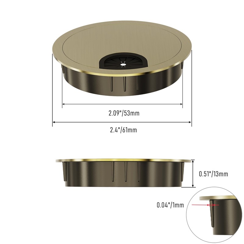 Skweawert 4 Pack Desk Grommet 2-1/8 Inch 53mm, Zinc Alloy