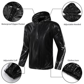 MulYeeh Anti-Rip Sweat Suit Heavy Duty Full-zip with Cap Sauna Suit Fitness Exercise Gym Suit for Men and Women