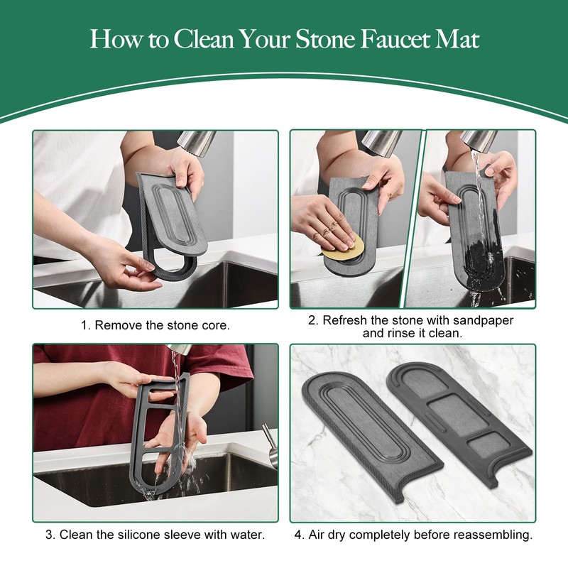 KitchifyMaers Faucet Mat for Kitchen Sink with Airflow Silicone Sleeve,