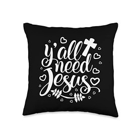 Y'all Need Jesus Egg Chocolate Easter Resurrection Y'all Need Jesus Resurrection Day Egg Easter Sunday Throw Pillow, 16x16, Multicolor