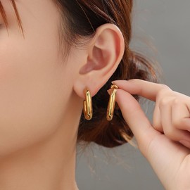 Elegant Arc Hoop Earrings by Kylie Yang - 304 Stainless Steel, 14K Gold-Plated, Minimalist Jewelry – Hypoallergenic & Durable