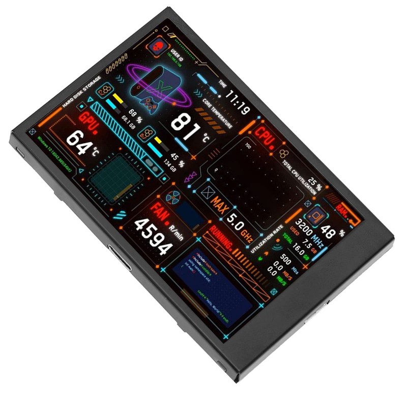 ASHATA 3.5 Inch IPS USB Mini Screen, Computer Temperature Monitor,