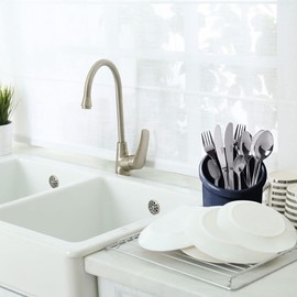 4 Compartments High Grade Plastic Sink Tidy Round Cutlery Drainer Caddy Holder, Utensil Drainer for Home and Kitchen Drain Box Sink Cleaning Up (Pink - Design 3)