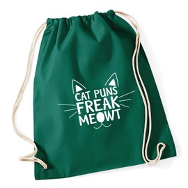 Hippowarehouse Cat puns freak meowt Drawstring Cotton School Gym Kid Bag Sack 37cm x 46cm, 12 litres