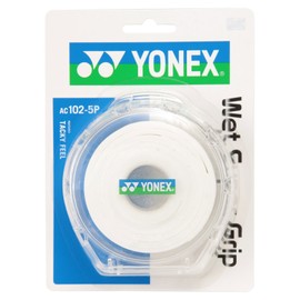 YONEX AC1025P Tennis & Badminton Grip Tape, Wet Super Grip, Case Included, Color: White, Pack of 5 Rolls