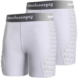 COOLOMG Women Softball Sliding Shorts Compression Padded Slider Shorts for Baseball Football Lacrosse Hockey (2-Pack)