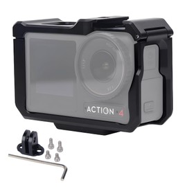 Mechrig Protective Cage for DJI Osmo Action 5 Pro Action 4 Action 3, Aluminum Alloy Frame with Cold Shoe Mount and 1/4" Thread and Action Camera Mount, Compatible with DJI Mic