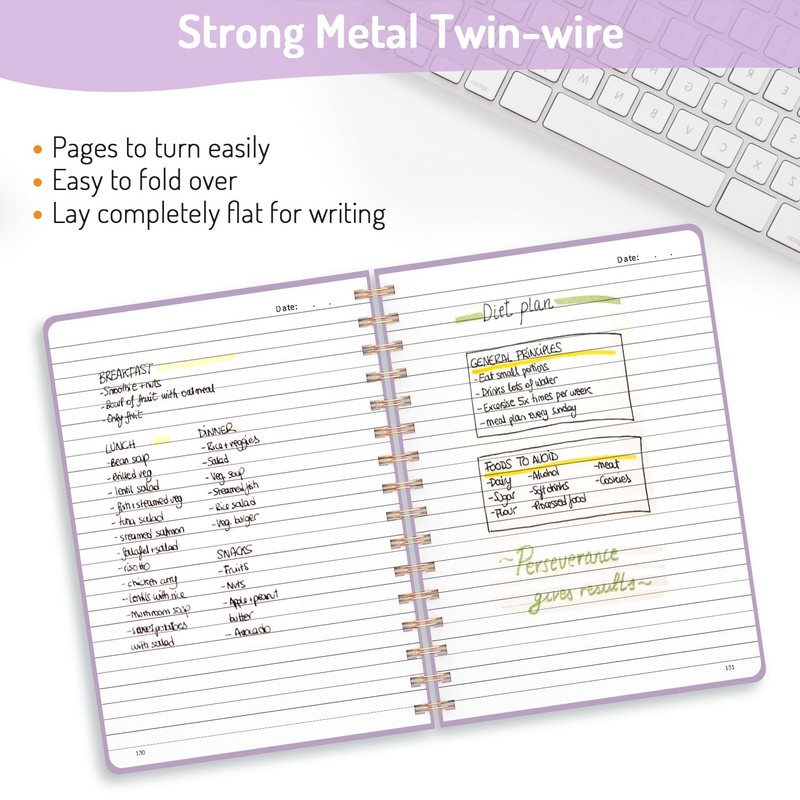 Forvencer A4 Lined Spiral Journal Notebook with 300 Numbered Pages,