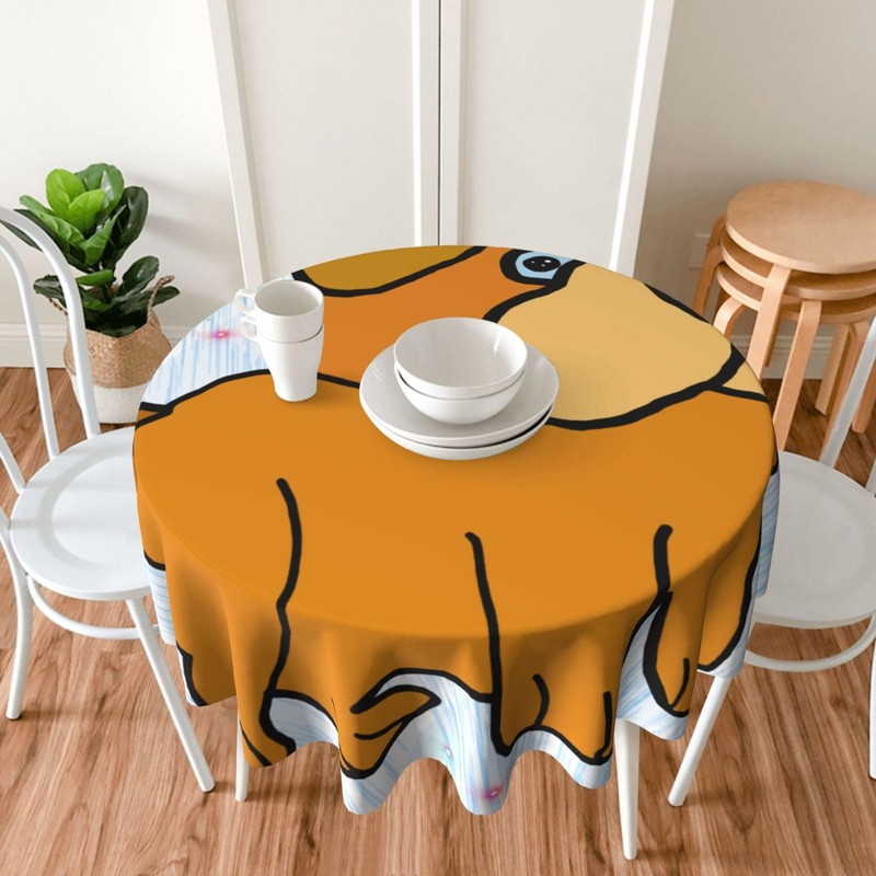 HYTTER Cartoon Pug Prints Tablecloth Round Decorative Tablecloth 60 in