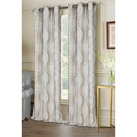 Embossed Monaco Window Curtains for Bedroom Not Black Out Curtains or Sheer Curtains Room Decor Darkening Bedroom Curtains Grommet Curtains 84 Inches Long 38 Inch Set of 2 Curtains Panels in Silver