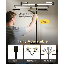 ONEMIX 42" LED Desk Lamp with Clamp, Architect Desk Light with Remote, Adjustable 4-Segment Bar, 1800LM Bright, Eye-Caring Desk Lamp for Home Office, Reading, Study, Dual Monitors, Workbench (Black)