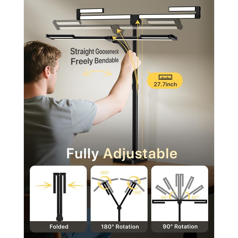 ONEMIX 42" LED Desk Lamp with Clamp, Architect Desk Light