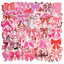 110pcs Coquette Bows Stickers, Pink Cute Vinyl Bow Decal Sticker Self-Adhesive Bow Aesthetic Stickers Waterproof Vintage Aesthetic Stickers for Water Bottle Laptop Mobile Phone Diary