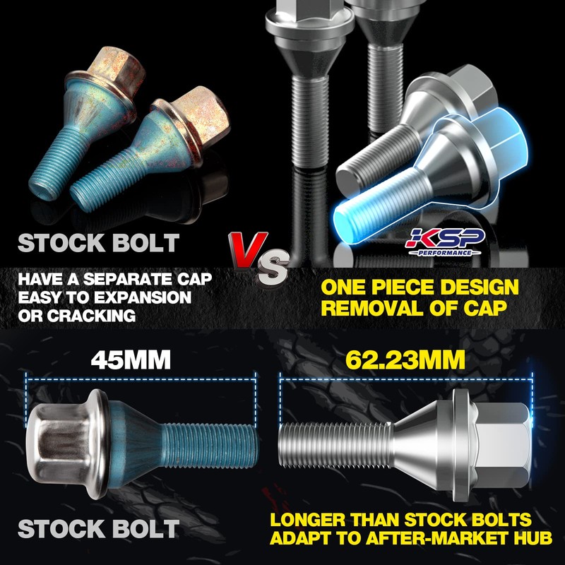 KSP 20pcs ET Wheel Lug Bolts M12x1.25 for 2018-2024 Je/ep