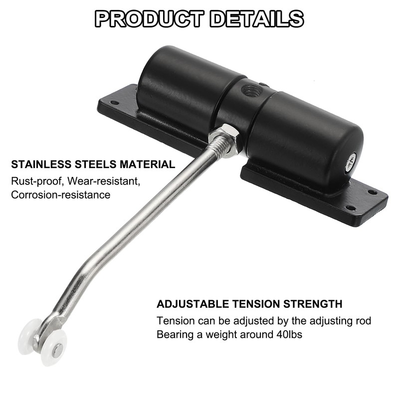 sourcing map Automatic Spring Door Closer Adjustable 40 lbs Self-Closing