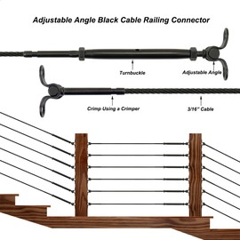 Toukioo Black Cable Railing Hardware Kit, for 3/16 Cable Railing System for Wood Posts, Stainless Steel Swage Toggle Turnbuckle 10 Pairs
