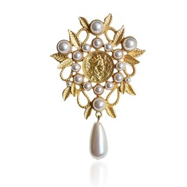 Antique Water Drop Leaf Branch Brooch Pins For Women Men Elegant Beauty Queen Cameo Brooches Lapel Pin Baroque Pearl Coat Sweater Suit Corsage Accessories Valentine's Day Mother's Day Jewelry Gifts