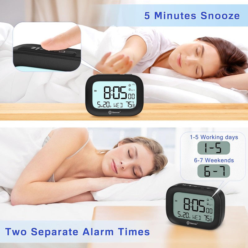 Geevon Small Travel Alarm Clock, Digital Alarm Clocks for Bedrooms