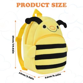 Aomig Plush Backpack Nursery Backpack Toddler Backpack Nursery School Bag for Boys Girls Children Animal Children's Backpack Animal Cartoon Mini Bag Children's Backpack for Baby 2-6 Years, Bee