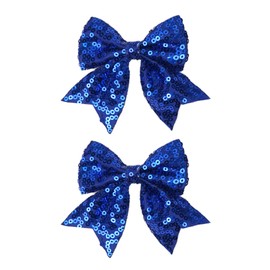 Koolgil 3-inch Sequined Bow Hair Clips For Baby Girls, Toddler, Kids and Young Women Birthday Party Wedding Christmas Occasions Pet Accessories Set of 2 (Royal Blue)