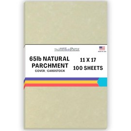 100 Natural Parchment 65lb Cover Paper Sheets 11 X 17 Inches Cardstock Weight Colored Sheets (11"X17") Tabloid|Ledger Size - Printable Old Parchment Semblance Through The Processing of The Pulp