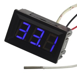 UCTRONICS -30-800 Degree Centigrade Digital Temperature Meter Blue LED Display K-Type Thermocouple Temp Sensor 2-Wires Reverse Polarity Protection with Black Case