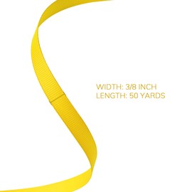 Ribreeze 3/8 inch Yellow Grosgrain Ribbon 50 Yards for Gift Wrapping Weddings DIY Floral Decor Sewing & More