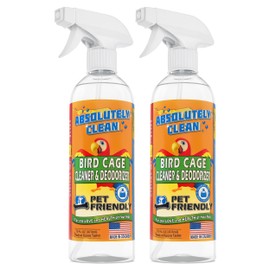 Absolutely Clean Amazing Bird Cage Cleaner and Deodorizer - Just Spray/Wipe - Safely & Easily Removes Bird Messes Quickly and Easily - Made in The US - Fragrance Free - 16oz (Pack of 2)