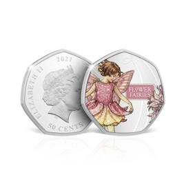 Koin Club Collectable Flower Fairies Silver Plated Colour Glitter Coin Columbine