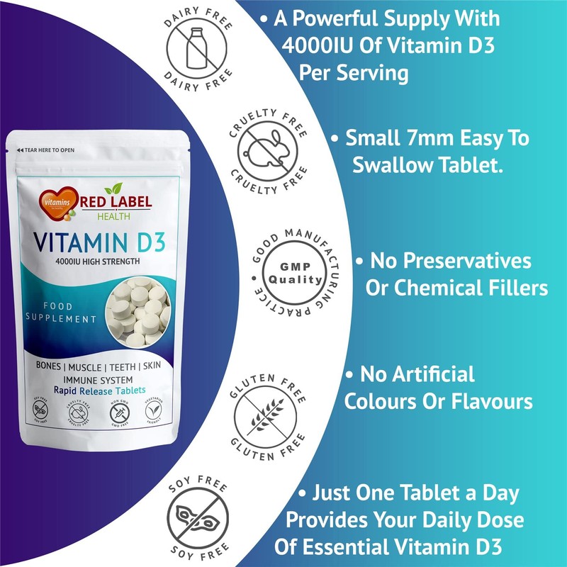 Vitamin D3 4000 IU 100 Tablets, Maximum Strength Vitamin D3