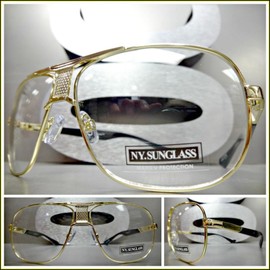 NYS Eyewear Men or Women Classic Vintage Retro Style Clear Lens EYE GLASSES Gold Metal Frame