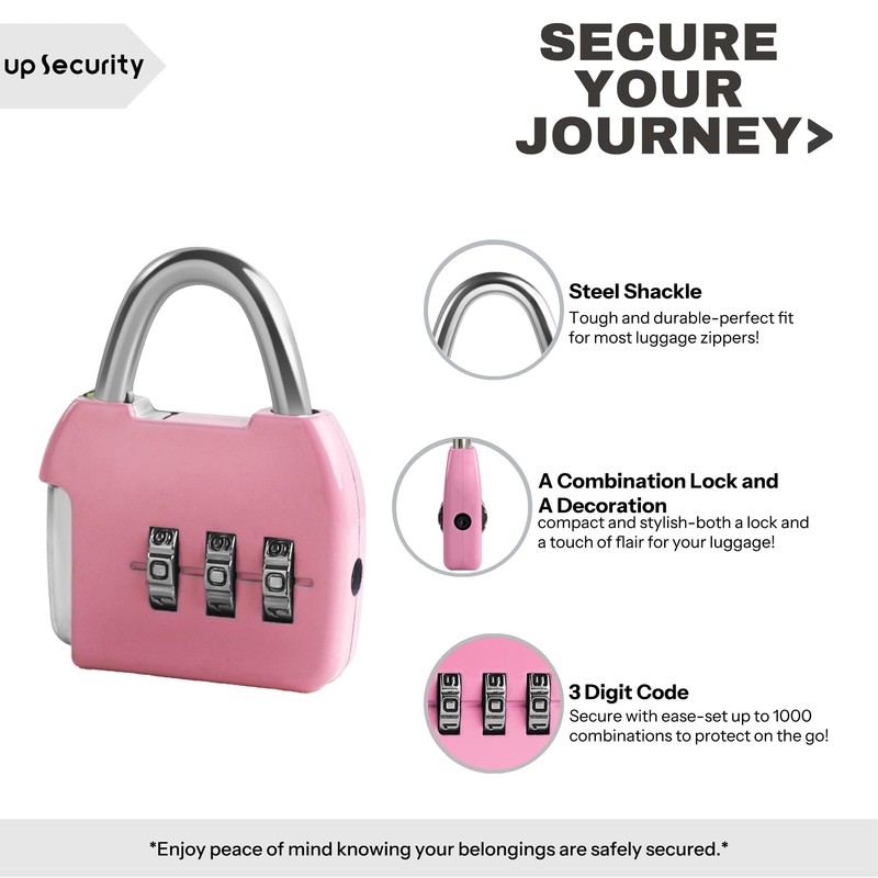UP Security Small Combo Lock, 3 Digit Padlock Combination, Travel