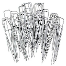 G&B Premium Extra-Durable 4”/2.9mm U-Shaped Galvanised Garden Securing Pegs for Securely Fixing Landscape Fabric, Outdoor Netting, Weed Barrier Membrane, Ground Sheets & Exterior Fleece (40)