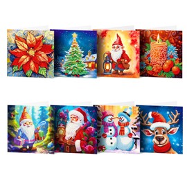 ycyingcheng Diamond Painting Christmas Cards, 5D DIY Diamond Painting Greeting Card Postcard Birthday Xmas Thanksgiving Easter Gifts for Kids